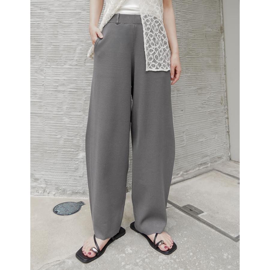 パンツ レディース ワイドパンツ カーブパンツ バレルパンツ 低身長 高身長 ニットパンツ ウエストゴム 体型カバー ポケットあり 2026春夏 | Re:EDIT | 11