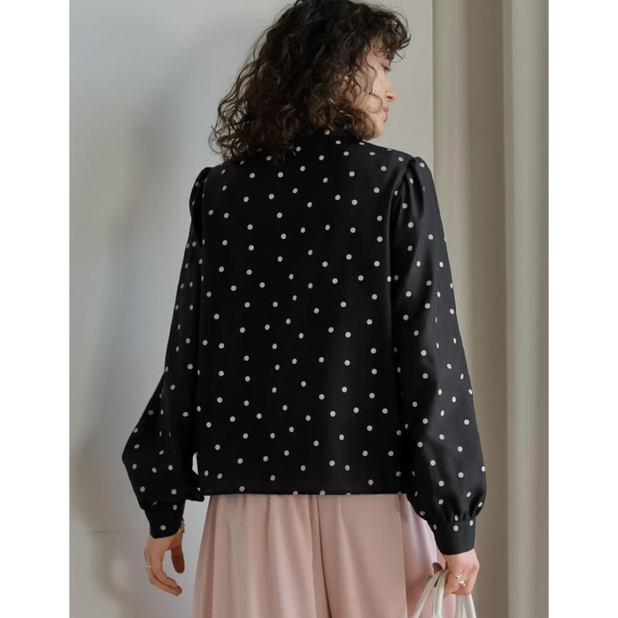 シャツ トップス レディース 5色 M/L リボン付き シアーシャツ ボウタイブラウス ドット柄 シアーブラウス 春夏[mb] | Re:EDIT | 15
