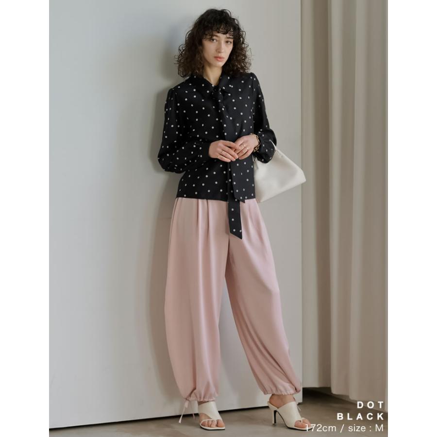 シャツ トップス レディース 5色 M/L リボン付き シアーシャツ ボウタイブラウス ドット柄 シアーブラウス 春夏[mb] | Re:EDIT | 14