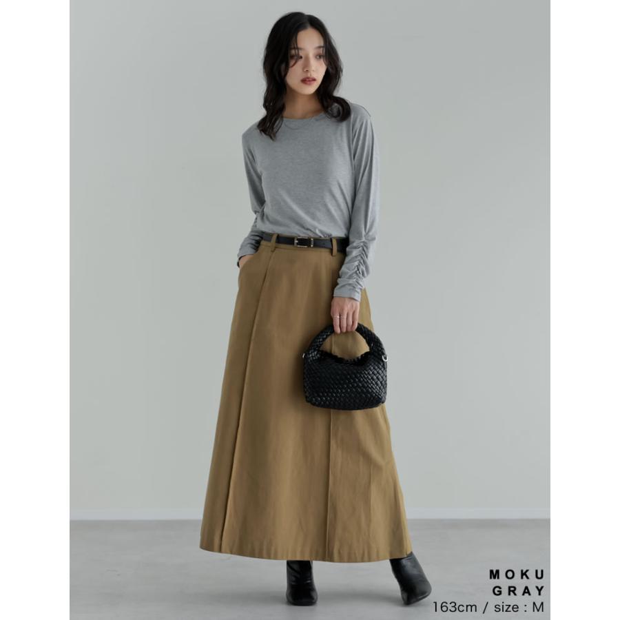 カットソー レディース トップス 袖シャーリング 洗える 接触冷感 レイヤード インナー 体型カバー 春夏[mb] | Re:EDIT | 19