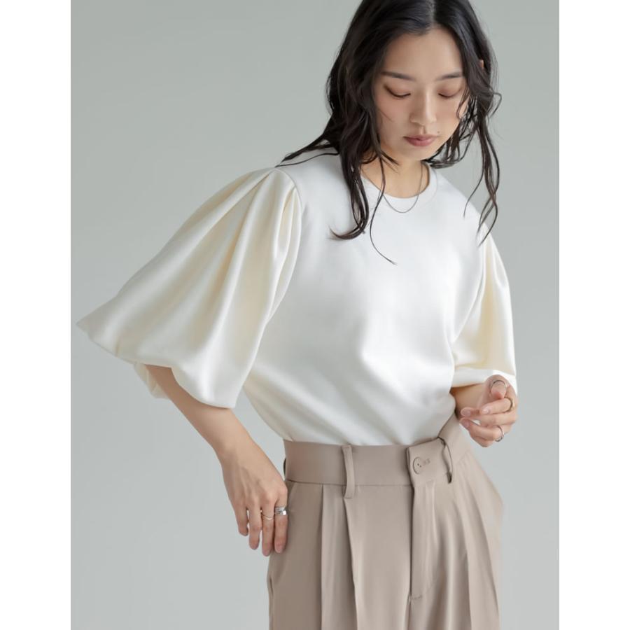 半袖 Tシャツ レディース トップス 4色 M/L カットソー 接触冷感 UVカット 洗濯機で洗える 伸縮性 体型カバー 春夏 | Re:EDIT | 08
