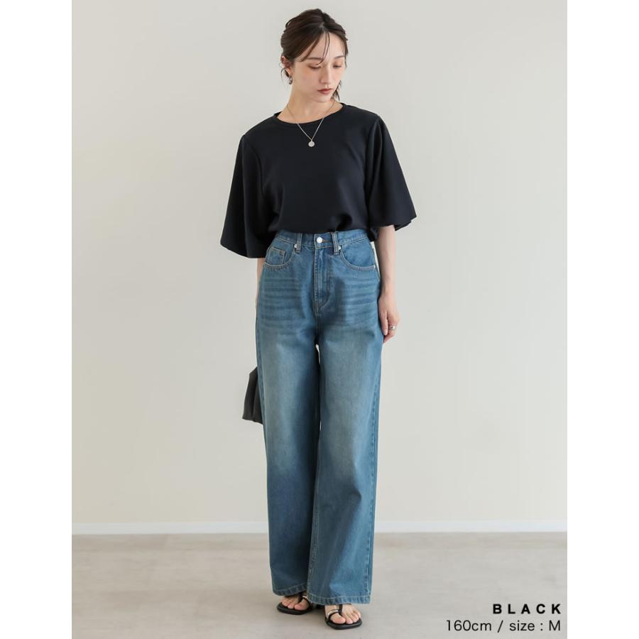 半袖 Tシャツ レディース トップス 4色 M/L カットソー 接触冷感 UVカット 洗濯機で洗える 伸縮性 体型カバー 春夏 | Re:EDIT | 13