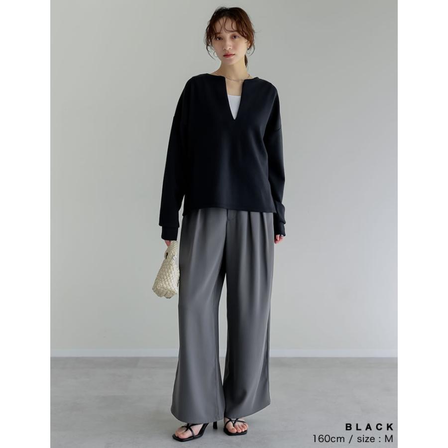 トップス カットソー レディース M/L 4色 プルオーバー マシュマロタッチ 体型カバー ポンチ 長袖 ストレッチ 接触冷感 UVカット 春夏 | Re:EDIT | 15