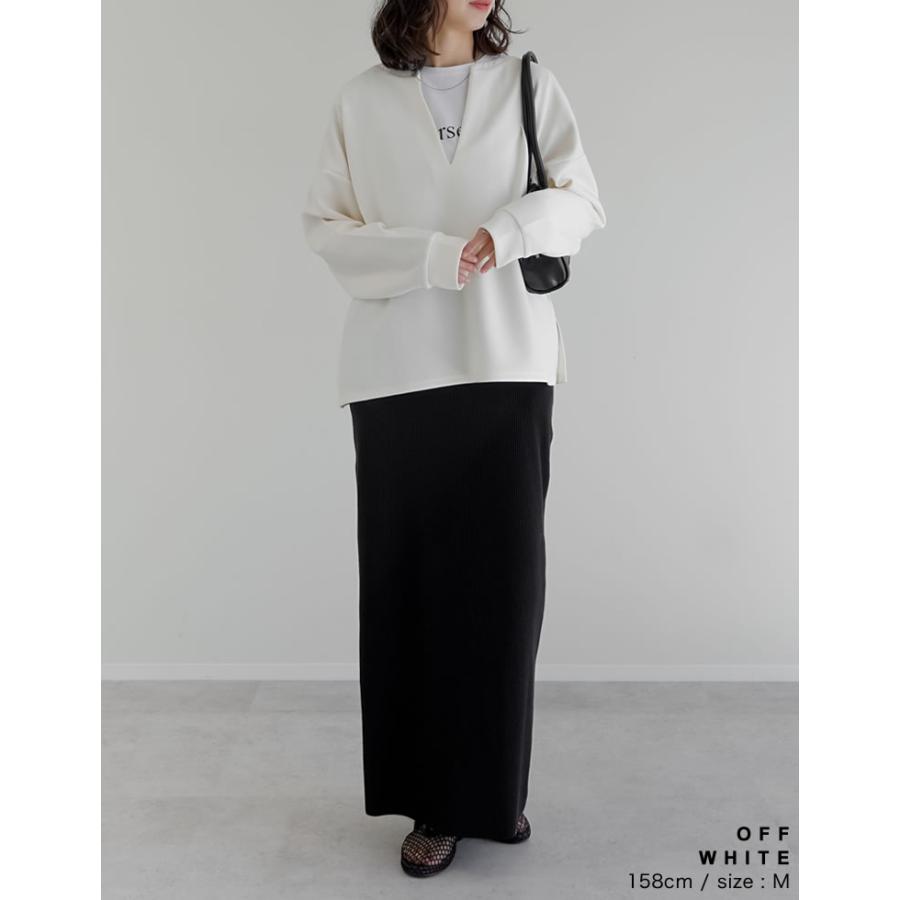 トップス カットソー レディース M/L 4色 プルオーバー マシュマロタッチ 体型カバー ポンチ 長袖 ストレッチ 接触冷感 UVカット 春夏 | Re:EDIT | 18