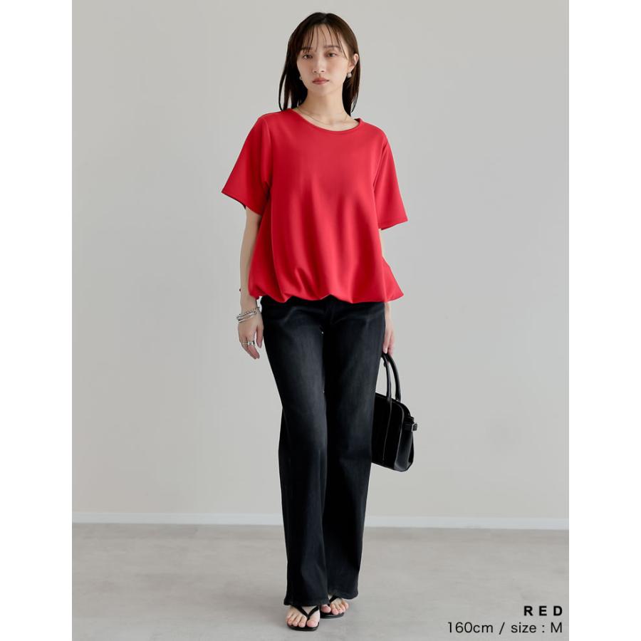 半袖 Tシャツ レディース トップス クロップド丈 裾絞り  バルーンシルエット 接触冷感 UVカット 洗濯機で洗える 体型カバー 春夏 | Re:EDIT | 18