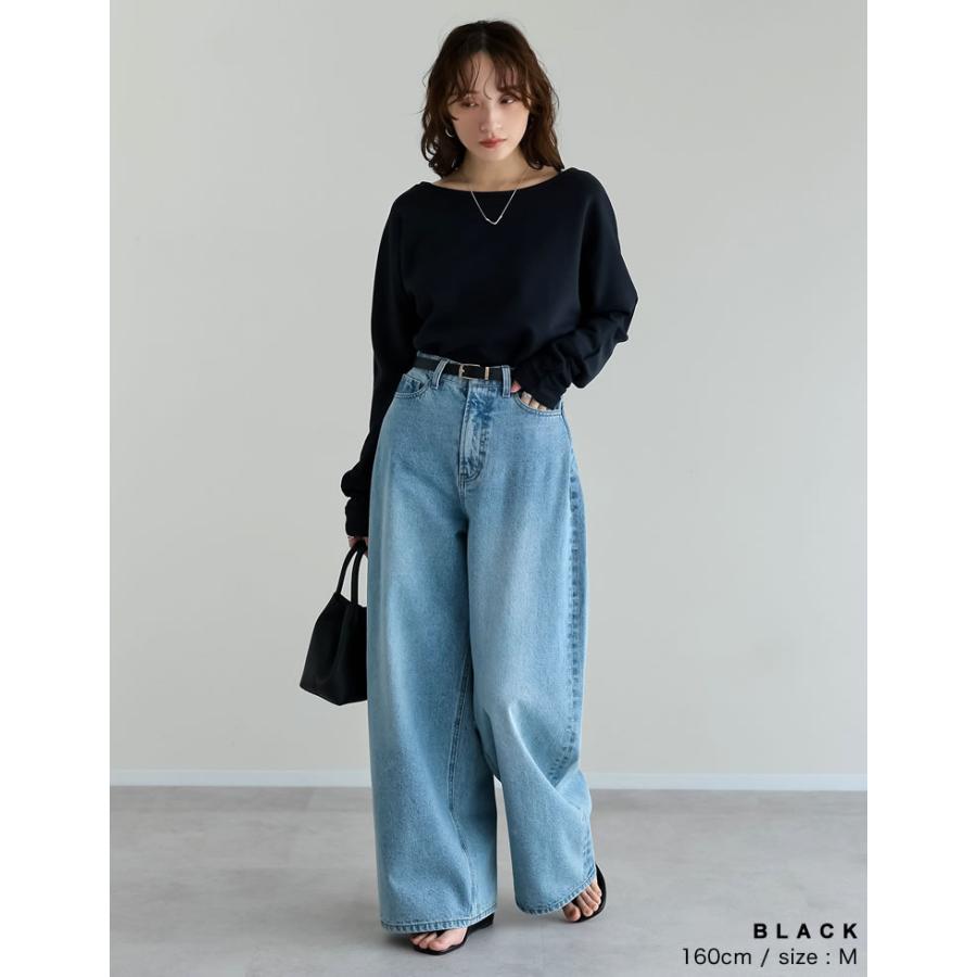 トップス カットソー レディース 3色 M/L プルオーバー マシュマロタッチ ポンチ オフショルダー 長袖 袖ギャザー 接触冷感 UVカット 春夏 | Re:EDIT | 13