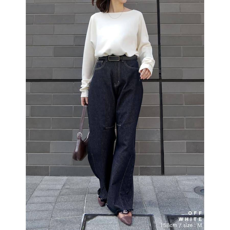 トップス カットソー レディース 3色 M/L プルオーバー マシュマロタッチ ポンチ オフショルダー 長袖 袖ギャザー 接触冷感 UVカット 春夏 | Re:EDIT | 16
