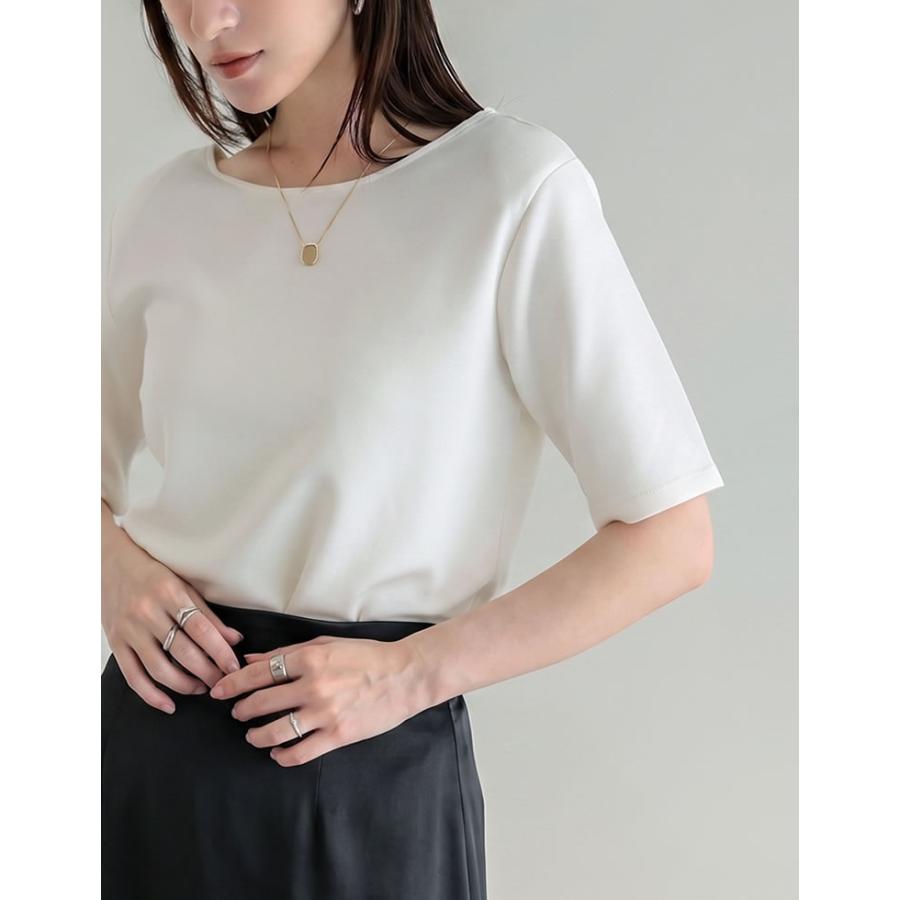 Tシャツ 半袖 レディース トップス M/L カットソー バックオープン 接触冷感 UVカット 洗濯可 アイロン不要 シンプル 春夏[mb] | Re:EDIT | 14
