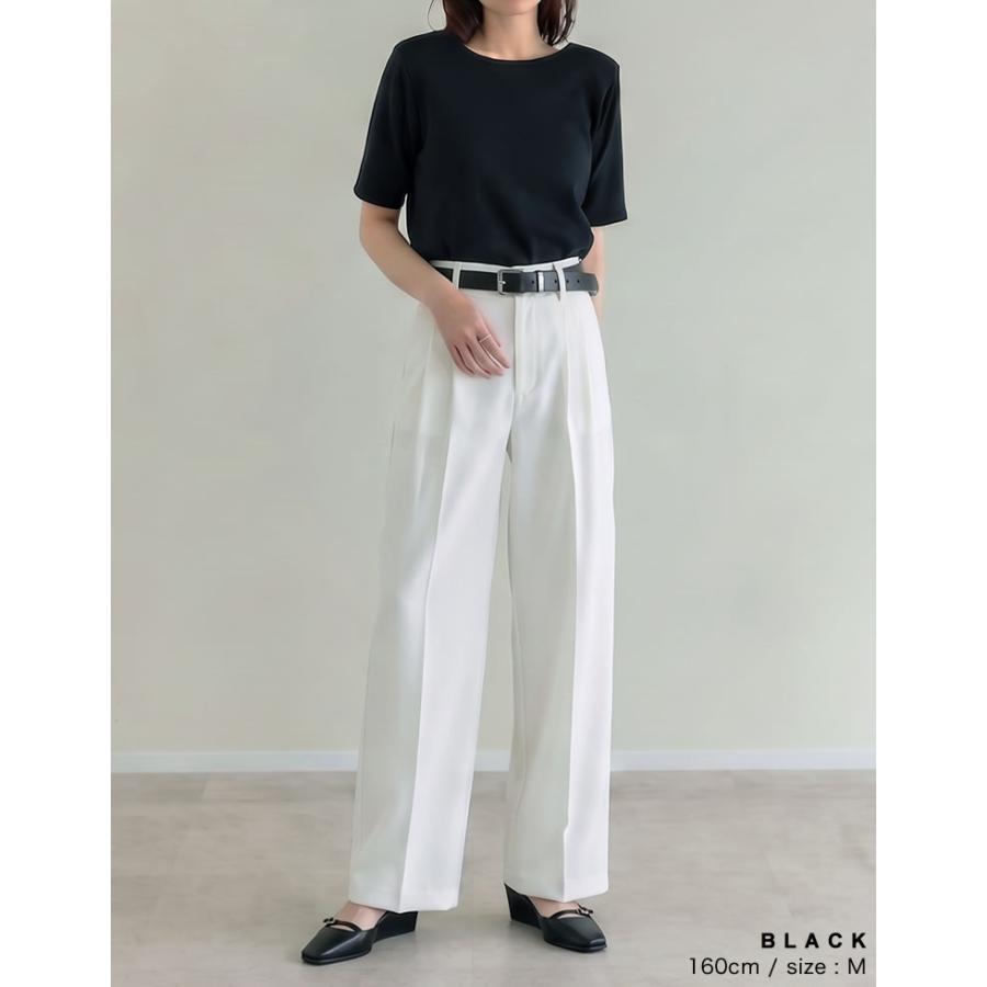 Tシャツ 半袖 レディース トップス M/L カットソー バックオープン 接触冷感 UVカット 洗濯可 アイロン不要 シンプル 春夏[mb] | Re:EDIT | 15