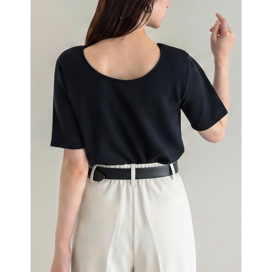 Tシャツ 半袖 レディース トップス M/L カットソー バックオープン 接触冷感 UVカット 洗濯可 アイロン不要 シンプル 春夏[mb] | Re:EDIT | 16