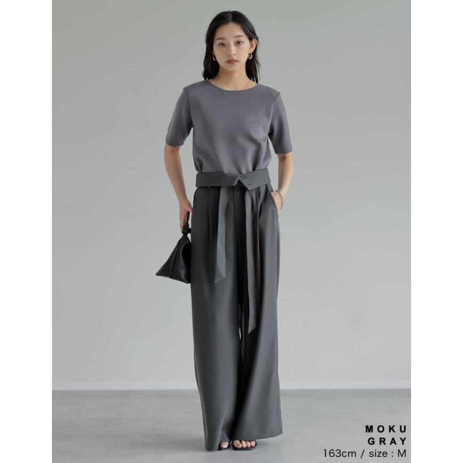 Tシャツ 半袖 レディース トップス M/L カットソー バックオープン 接触冷感 UVカット 洗濯可 アイロン不要 シンプル 春夏[mb] | Re:EDIT | 19