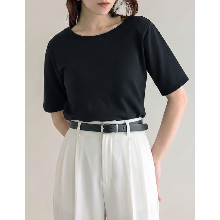 Tシャツ 半袖 レディース トップス M/L カットソー バックオープン 接触冷感 UVカット 洗濯可 アイロン不要 シンプル 春夏[mb] | Re:EDIT | 06