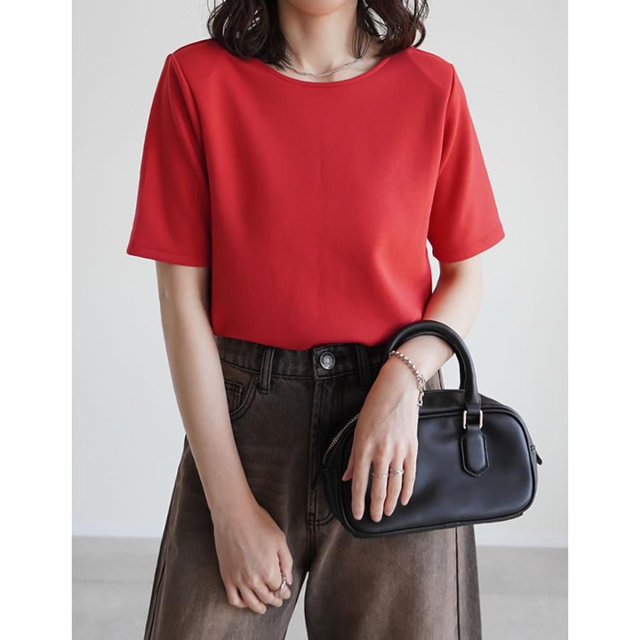 Tシャツ 半袖 レディース トップス M/L カットソー バックオープン 接触冷感 UVカット 洗濯可 アイロン不要 シンプル 春夏[mb] | Re:EDIT | 07