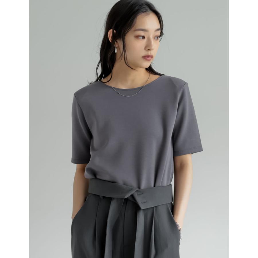 Tシャツ 半袖 レディース トップス M/L カットソー バックオープン 接触冷感 UVカット 洗濯可 アイロン不要 シンプル 春夏[mb] | Re:EDIT | 08