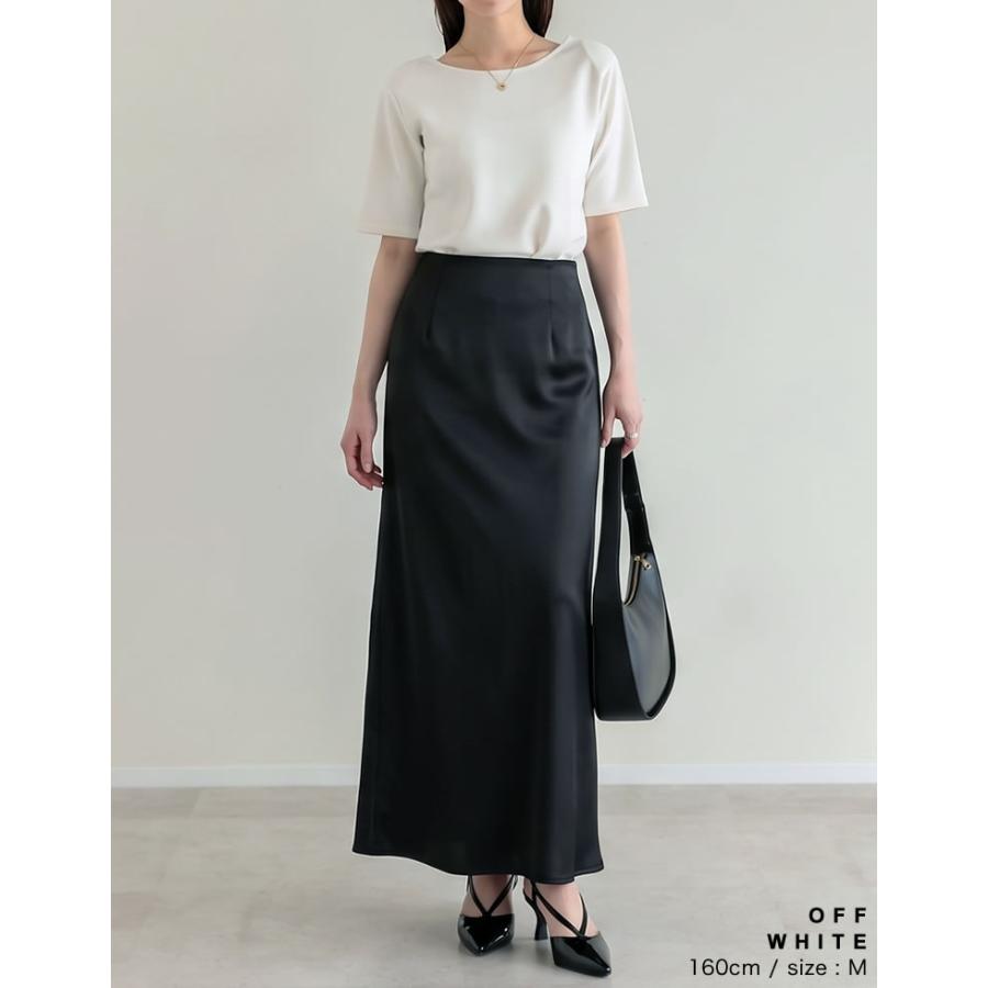 Tシャツ 半袖 レディース トップス M/L カットソー バックオープン 接触冷感 UVカット 洗濯可 アイロン不要 シンプル 春夏[mb] | Re:EDIT | 13