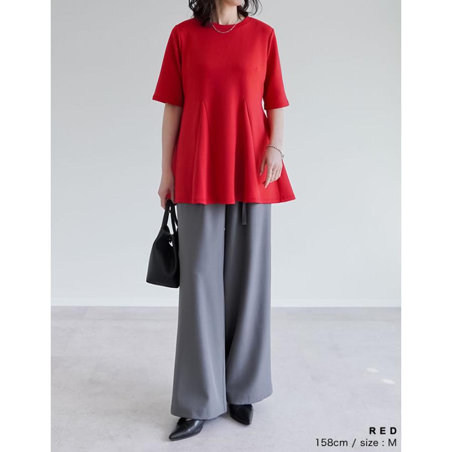 半袖 トップス レディース 4色 M/L カットソー 着やせ スタイルアップ 接触冷感 UVカット 洗濯機で洗える 体型カバー 春夏[mb] | Re:EDIT | 15