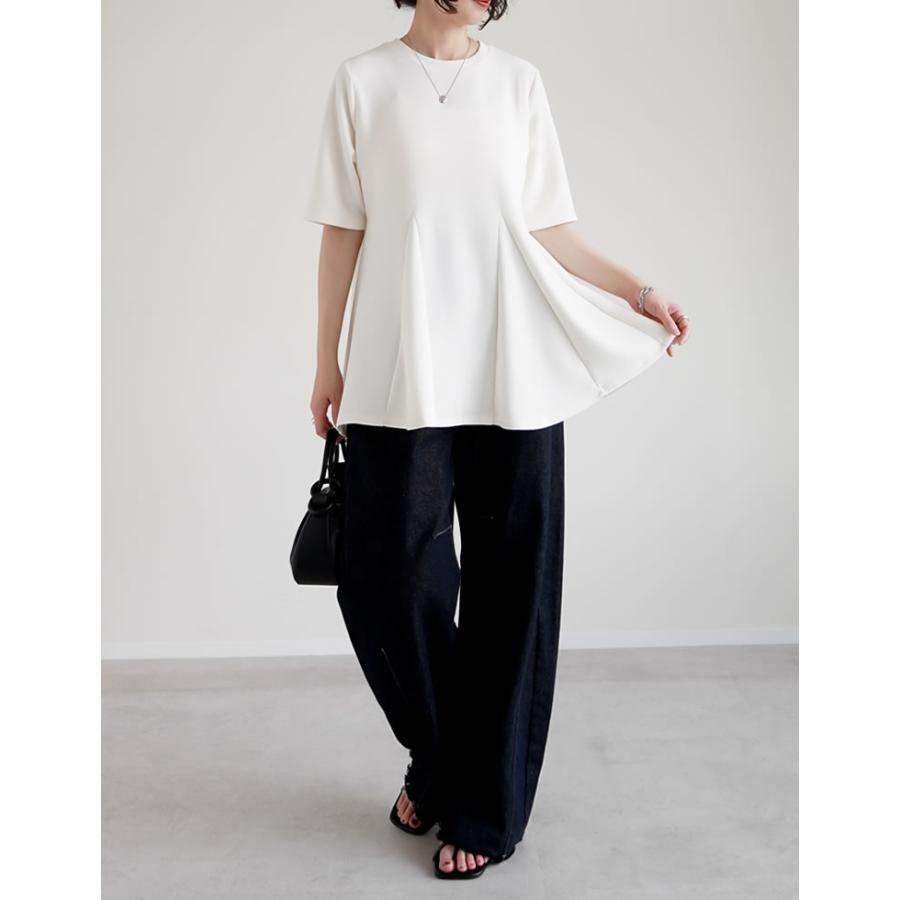 半袖 トップス レディース 4色 M/L カットソー 着やせ スタイルアップ 接触冷感 UVカット 洗濯機で洗える 体型カバー 春夏[mb] | Re:EDIT | 18