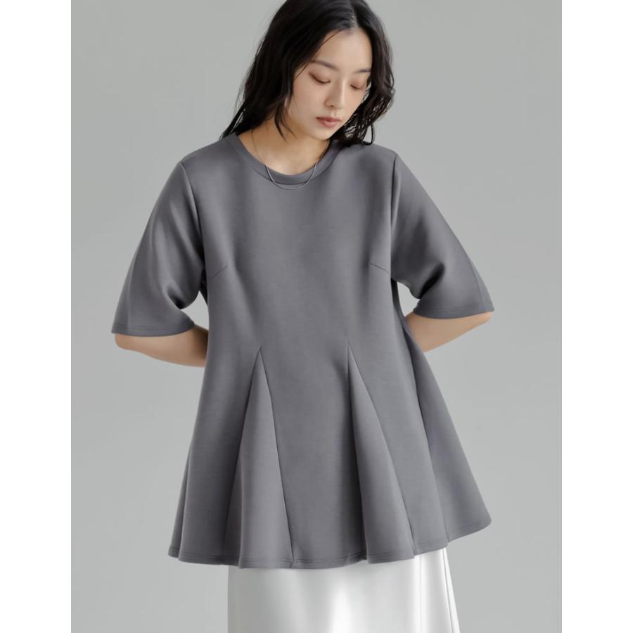 半袖 トップス レディース 4色 M/L カットソー 着やせ スタイルアップ 接触冷感 UVカット 洗濯機で洗える 体型カバー 春夏[mb] | Re:EDIT | 19