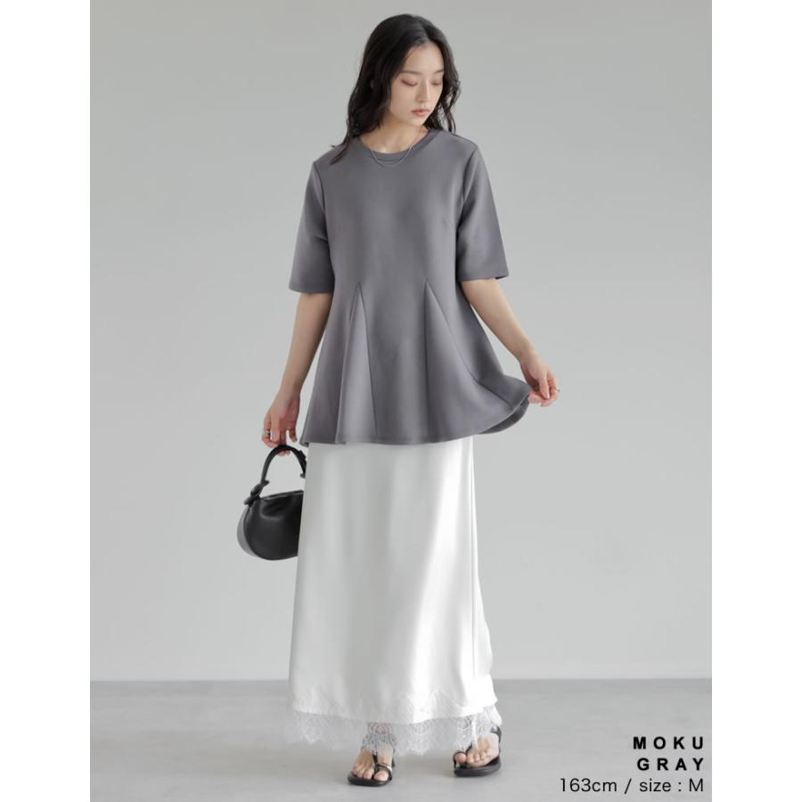 半袖 トップス レディース 4色 M/L カットソー 着やせ スタイルアップ 接触冷感 UVカット 洗濯機で洗える 体型カバー 春夏[mb] | Re:EDIT | 20