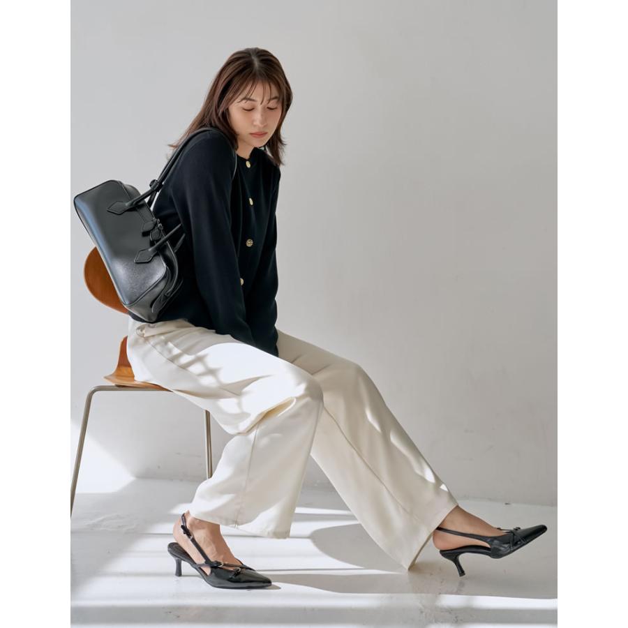 パンツ サテンパンツ レディース 4色 低身長 高身長 ドロスト プリント 柄 カウ柄 ウエストバックゴム ポケットあり 春夏 | Re:EDIT | 08