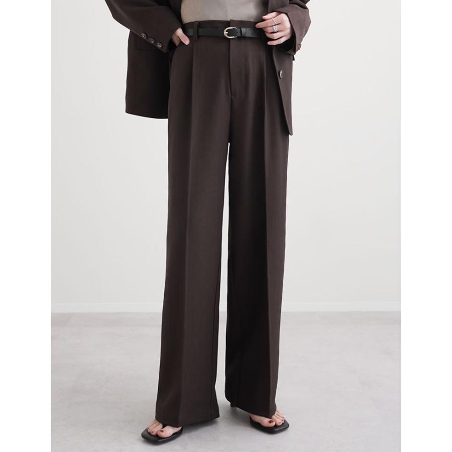 パンツ 低身長 高身長 7色 ワイドパンツ スラックス レディース ストレッチ 細見え セットアップ対応 ウエストバックゴム ポケットあり 春夏 | Re:EDIT | 14
