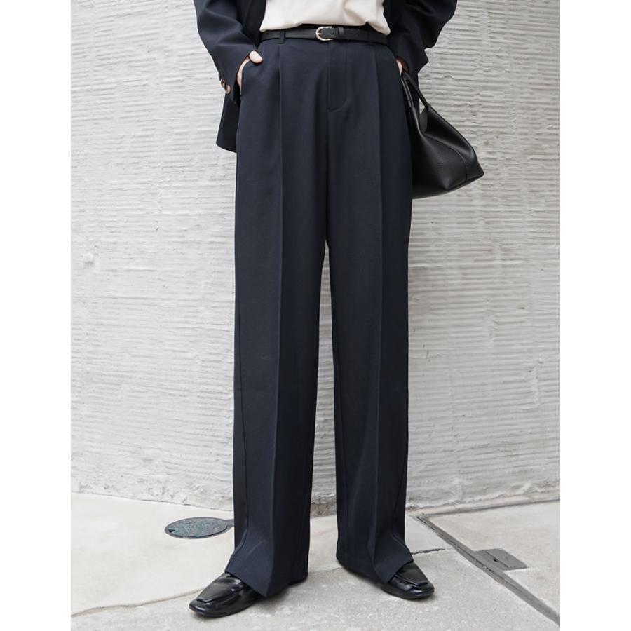 パンツ 低身長 高身長 7色 ワイドパンツ スラックス レディース ストレッチ 細見え セットアップ対応 ウエストバックゴム ポケットあり 春夏 | Re:EDIT | 15