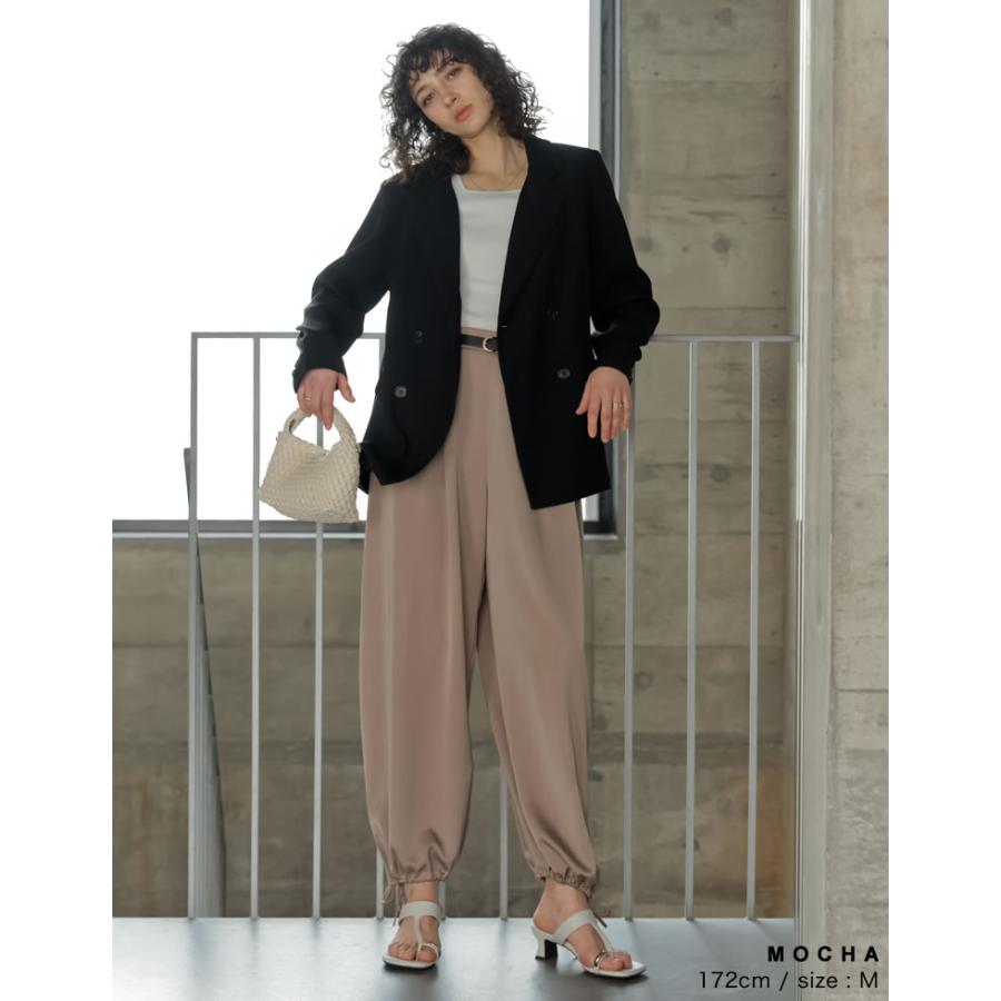 ワイドパンツ レディース サテンパンツ 低身長 高身長 パンツ 体型カバー 2WAY 着痩せ 裾ドロスト ウエストバッグゴム ポケットあり 春夏 | Re:EDIT | 14
