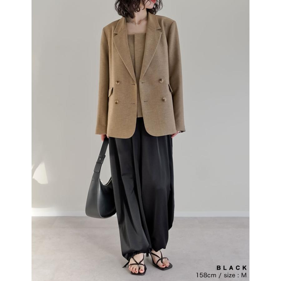 ワイドパンツ レディース サテンパンツ 低身長 高身長 パンツ 体型カバー 2WAY 着痩せ 裾ドロスト ウエストバッグゴム ポケットあり 春夏 | Re:EDIT | 18