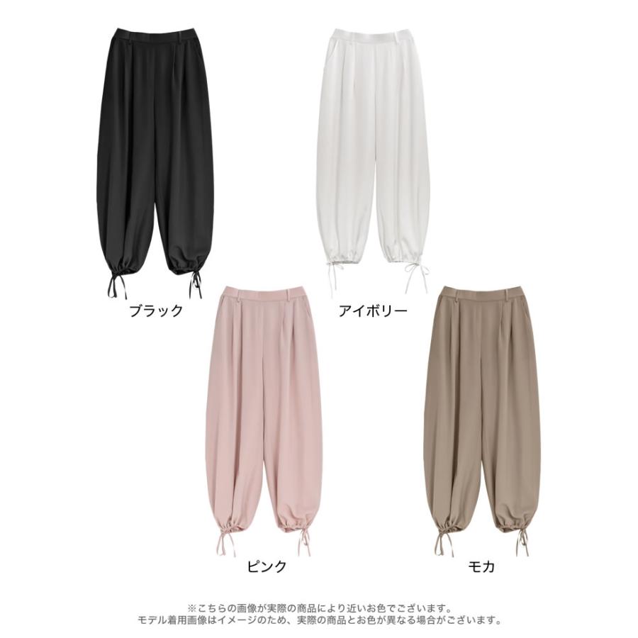 ワイドパンツ レディース サテンパンツ 低身長 高身長 パンツ 体型カバー 2WAY 着痩せ 裾ドロスト ウエストバッグゴム ポケットあり 春夏 | Re:EDIT | 21