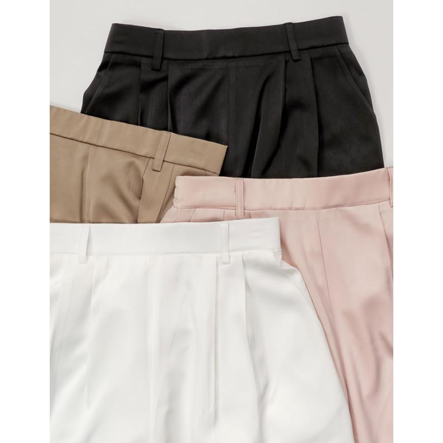 ワイドパンツ レディース サテンパンツ 低身長 高身長 パンツ 体型カバー 2WAY 着痩せ 裾ドロスト ウエストバッグゴム ポケットあり 春夏 | Re:EDIT | 08