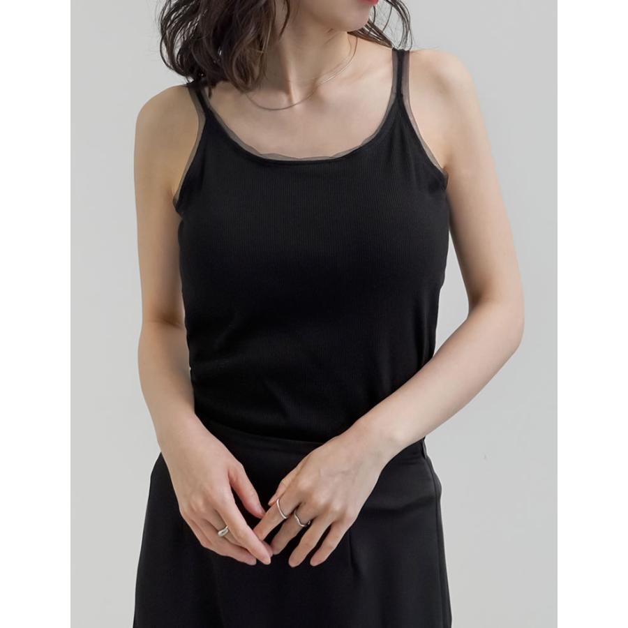 タンクトップ ブラトップ カップ付き レディース トップス インナー カップ付き チュール ノンワイヤー 伸縮性 返品交換不可 春夏[mb] | Re:EDIT | 16