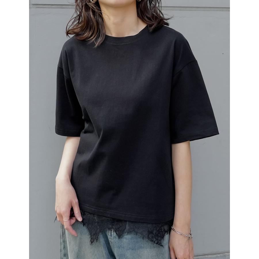 Re:EDIT（リエディ） 半袖 Tシャツ レディース トップス レース 裾
