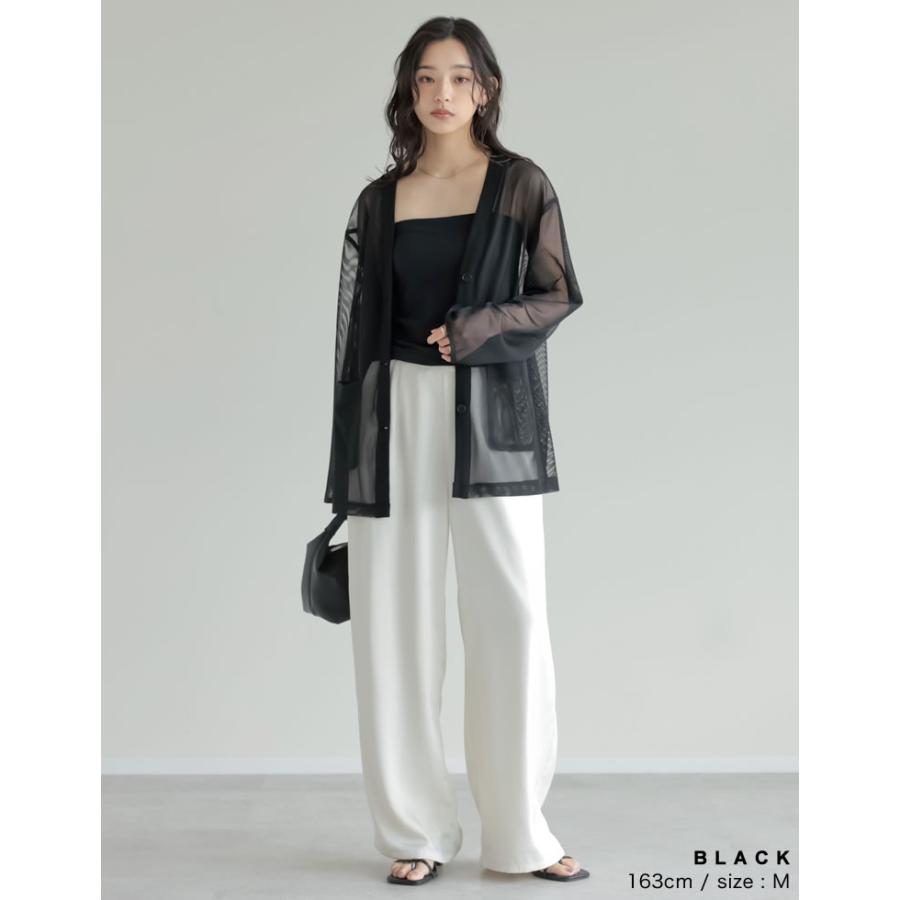 カーディガン メッシュ レディース 4色 M/L シアー 袖リブ レイヤード 涼しい 冷房対策 羽織り レイヤード 重ね着 ポケットあり 春夏[mb] | Re:EDIT | 16