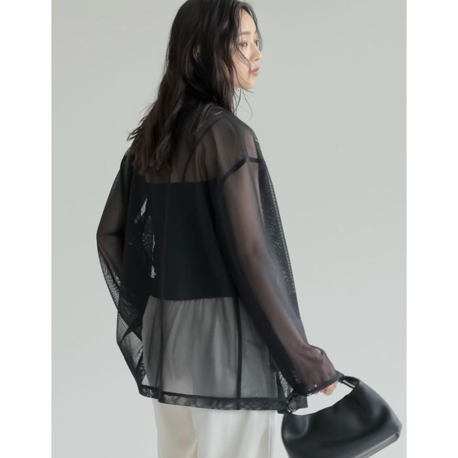 カーディガン メッシュ レディース 4色 M/L シアー 袖リブ レイヤード 涼しい 冷房対策 羽織り レイヤード 重ね着 ポケットあり 春夏[mb] | Re:EDIT | 17