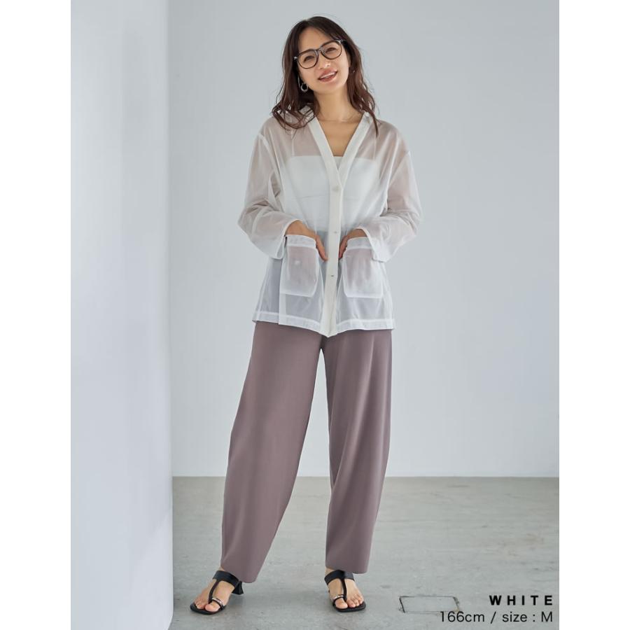 カーディガン メッシュ レディース 4色 M/L シアー 袖リブ レイヤード 涼しい 冷房対策 羽織り レイヤード 重ね着 ポケットあり 春夏[mb] | Re:EDIT | 07