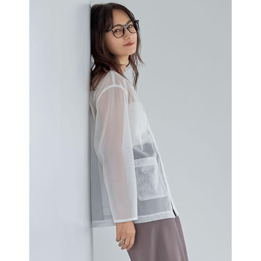 カーディガン メッシュ レディース 4色 M/L シアー 袖リブ レイヤード 涼しい 冷房対策 羽織り レイヤード 重ね着 ポケットあり 春夏[mb] | Re:EDIT | 09