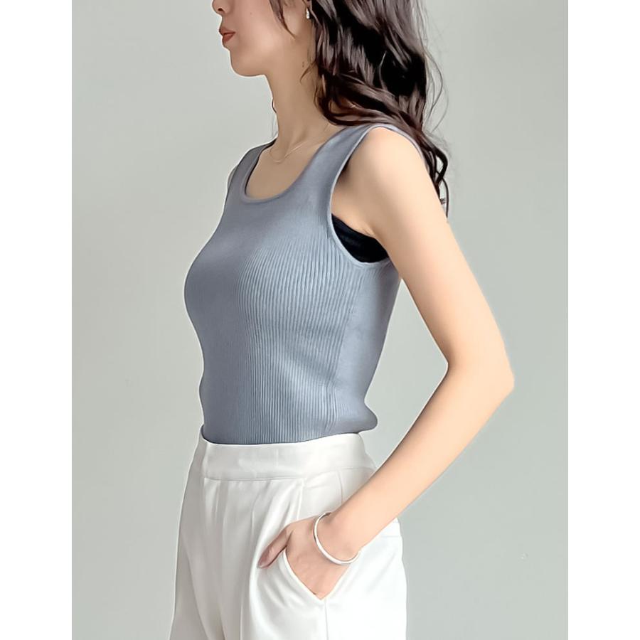 タンクトップ トップス レディース 2色 M/L ブラ紐隠し ニットタンクトップ インナー ブラが見えない ブラ紐が隠れる[mb] 返品交換不可 | Re:EDIT | 13