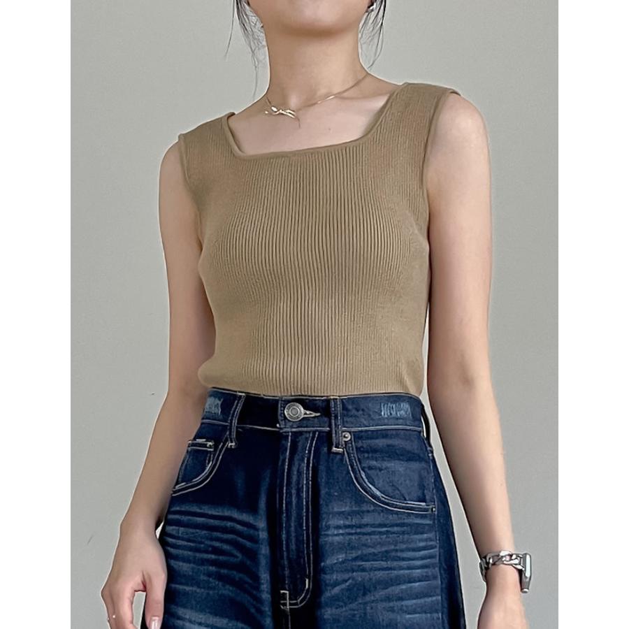 タンクトップ トップス レディース 2色 M/L ブラ紐隠し ニットタンクトップ インナー ブラが見えない ブラ紐が隠れる[mb] 返品交換不可 | Re:EDIT | 03