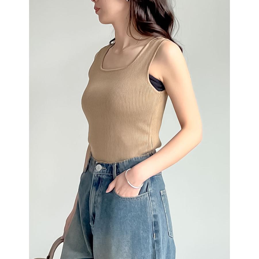 タンクトップ トップス レディース 2色 M/L ブラ紐隠し ニットタンクトップ インナー ブラが見えない ブラ紐が隠れる[mb] 返品交換不可 | Re:EDIT | 08