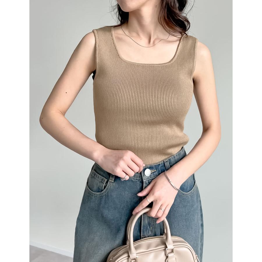 タンクトップ トップス レディース 2色 M/L ブラ紐隠し ニットタンクトップ インナー ブラが見えない ブラ紐が隠れる[mb] 返品交換不可 | Re:EDIT | 09