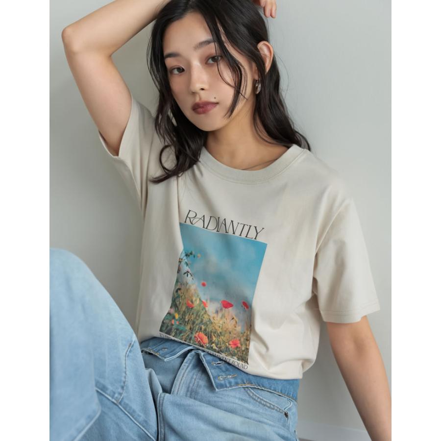 Tシャツ 半袖 カットソー レディース トップス M/L 丸首 綿混 接触冷感 涼感 UVカット 紫外線対策 シワになりにくい プリント 春夏 | Re:EDIT | 11
