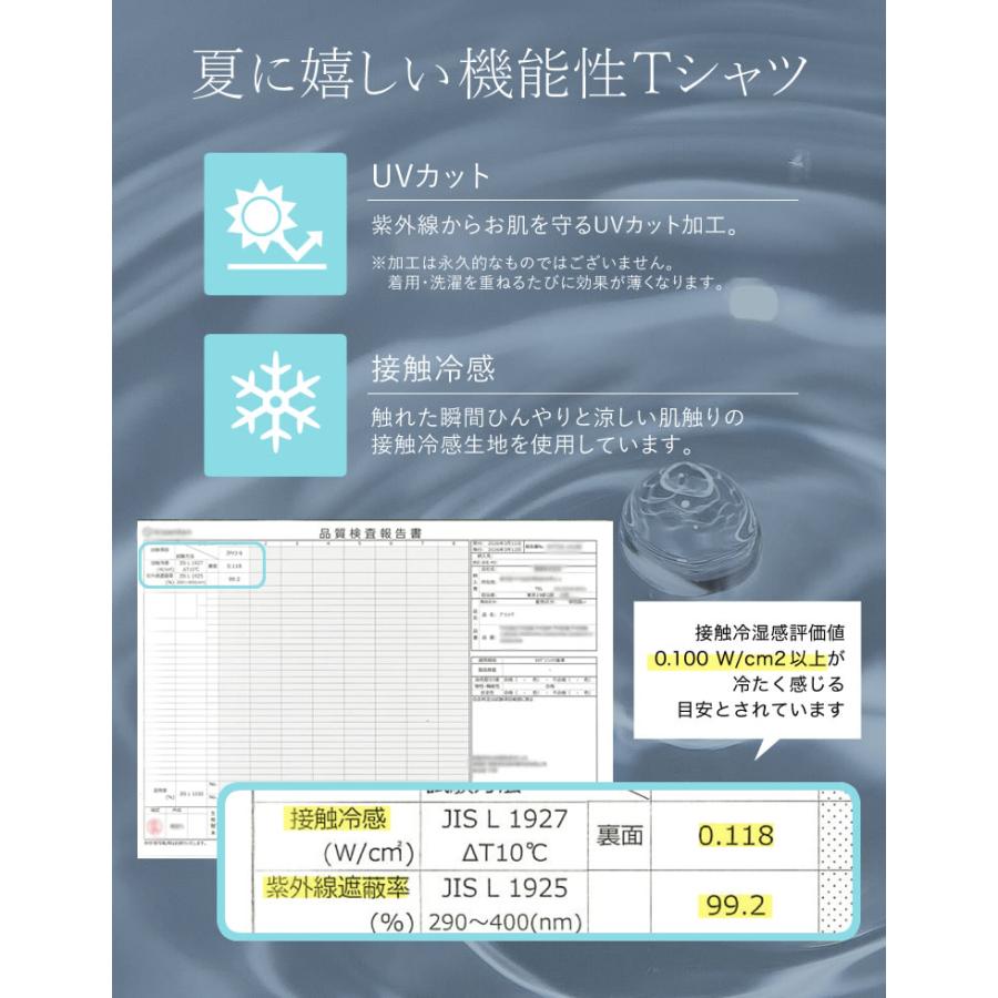 Tシャツ 半袖 カットソー レディース トップス M/L 丸首 綿混 接触冷感 涼感 UVカット 紫外線対策 シワになりにくい プリント 春夏 | Re:EDIT | 14