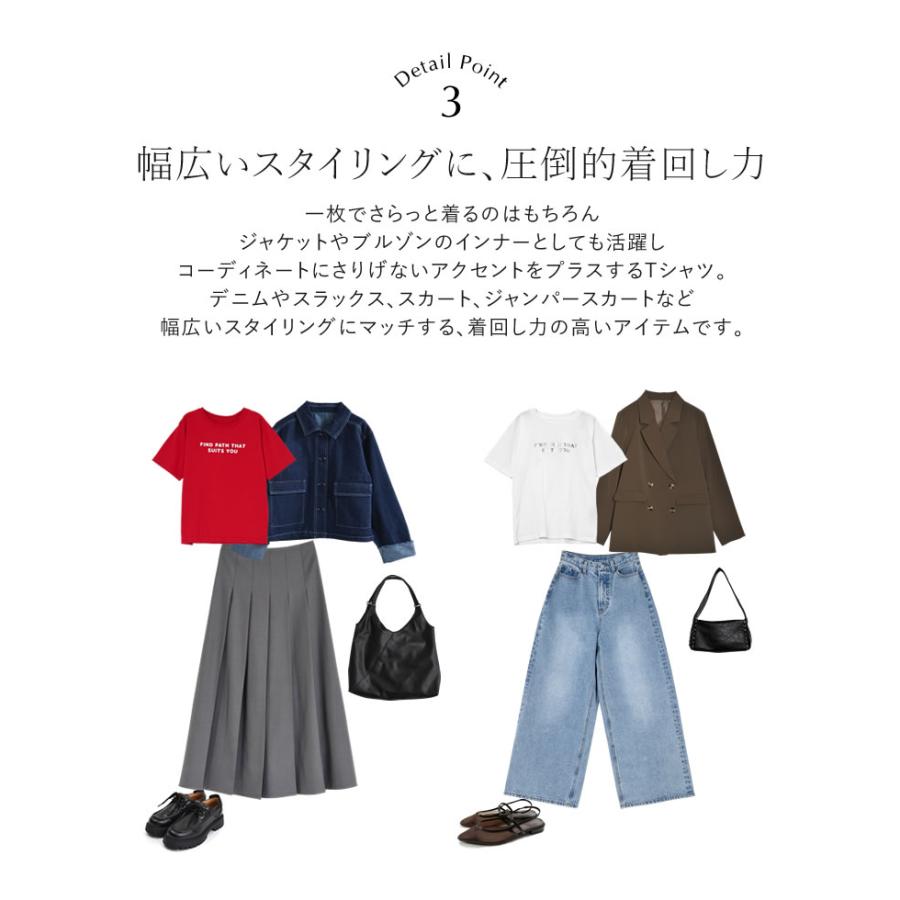 半袖 Tシャツ レディース トップス M/L ロゴT カットソー 添え糸編み 接触冷感 UVカット 紫外線カット 春夏[mb] | Re:EDIT | 17