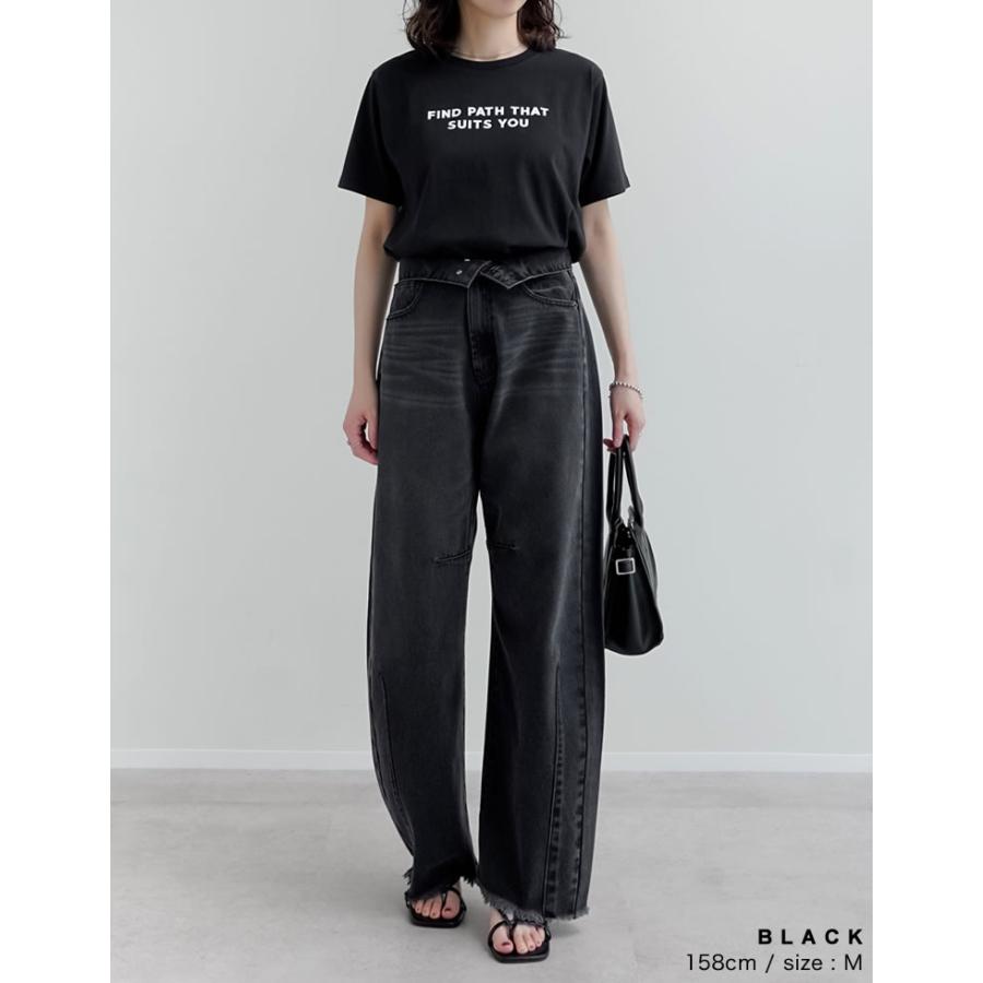 半袖 Tシャツ レディース トップス M/L ロゴT カットソー 添え糸編み 接触冷感 UVカット 紫外線カット 春夏[mb] | Re:EDIT | 21