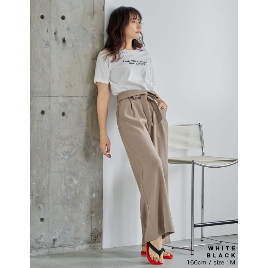 半袖 Tシャツ レディース トップス M/L ロゴT カットソー 添え糸編み 接触冷感 UVカット 紫外線カット 春夏[mb] | Re:EDIT | 07