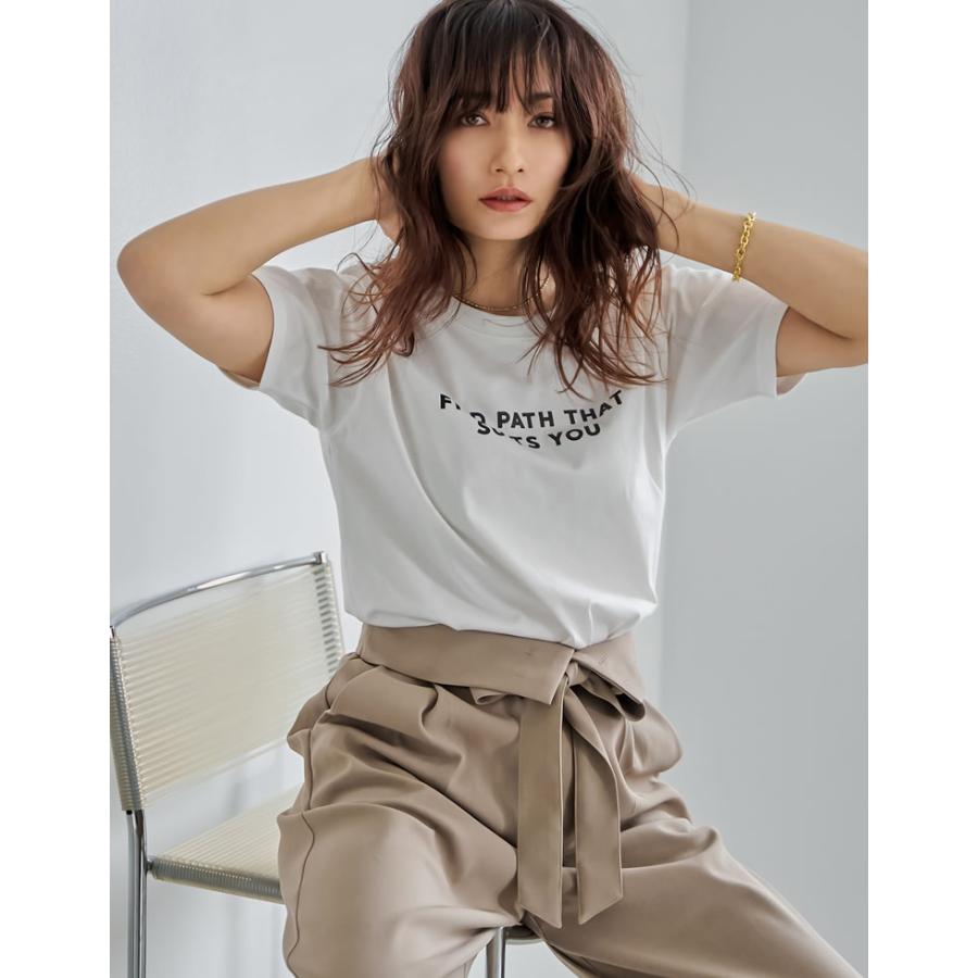 半袖 Tシャツ レディース トップス M/L ロゴT カットソー 添え糸編み 接触冷感 UVカット 紫外線カット 春夏[mb] | Re:EDIT | 08