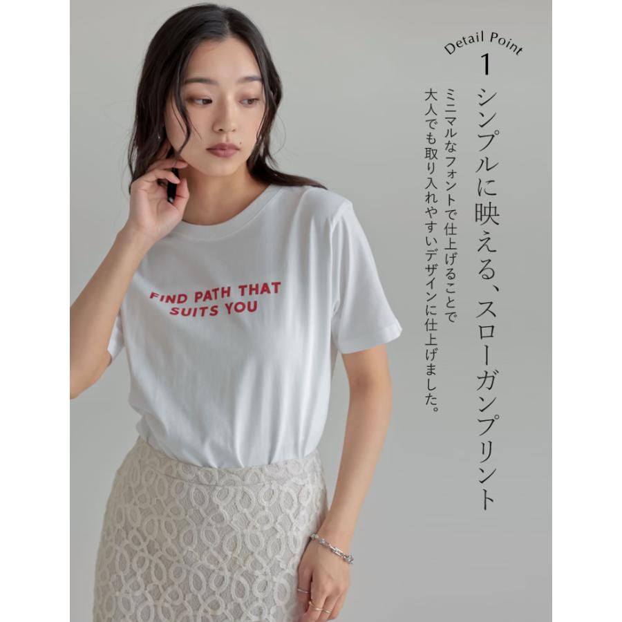 半袖 Tシャツ レディース トップス M/L ロゴT カットソー 添え糸編み 接触冷感 UVカット 紫外線カット 春夏[mb] | Re:EDIT | 14