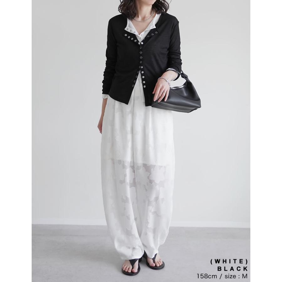 カーディガン レディース トップス M/L 羽織り カットソー シアー 透け感 長袖 フロントスナップボタン シンプル 春夏[mb] | Re:EDIT | 15