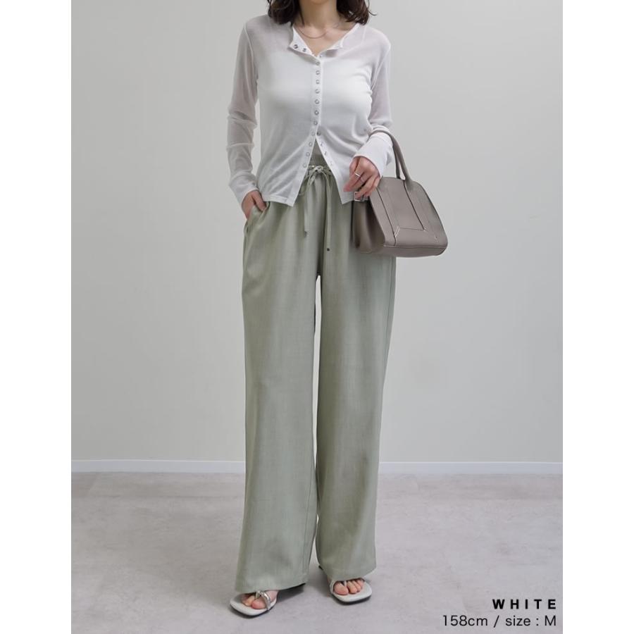 カーディガン レディース トップス M/L 羽織り カットソー シアー 透け感 長袖 フロントスナップボタン シンプル 春夏[mb] | Re:EDIT | 16