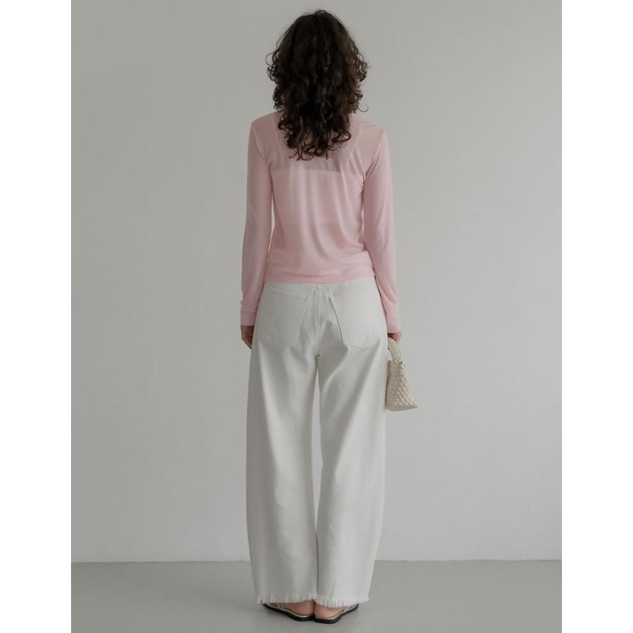 カーディガン レディース トップス M/L 羽織り カットソー シアー 透け感 長袖 フロントスナップボタン シンプル 春夏[mb] | Re:EDIT | 21